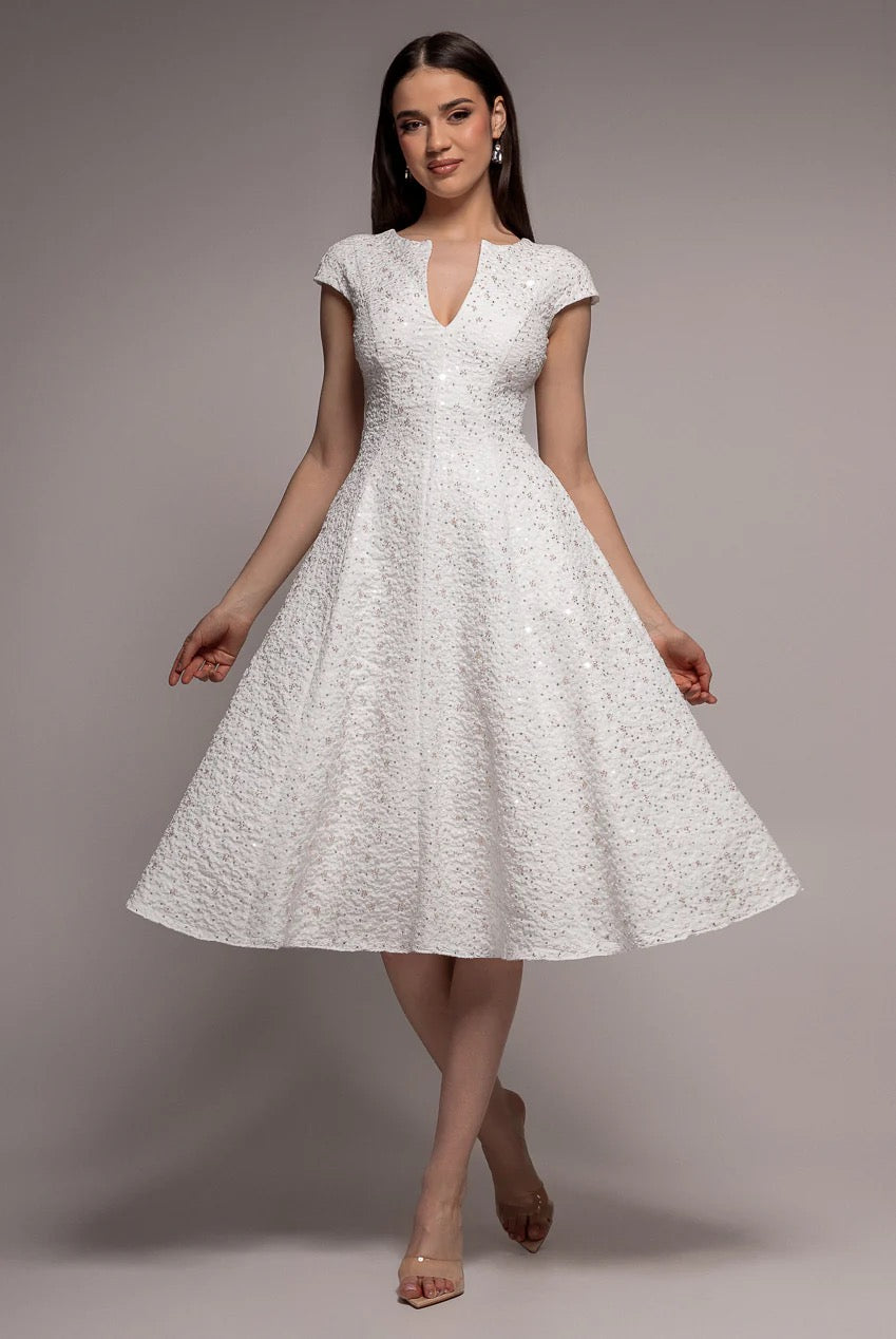 Embellished Ivory Luxe Midi Dress