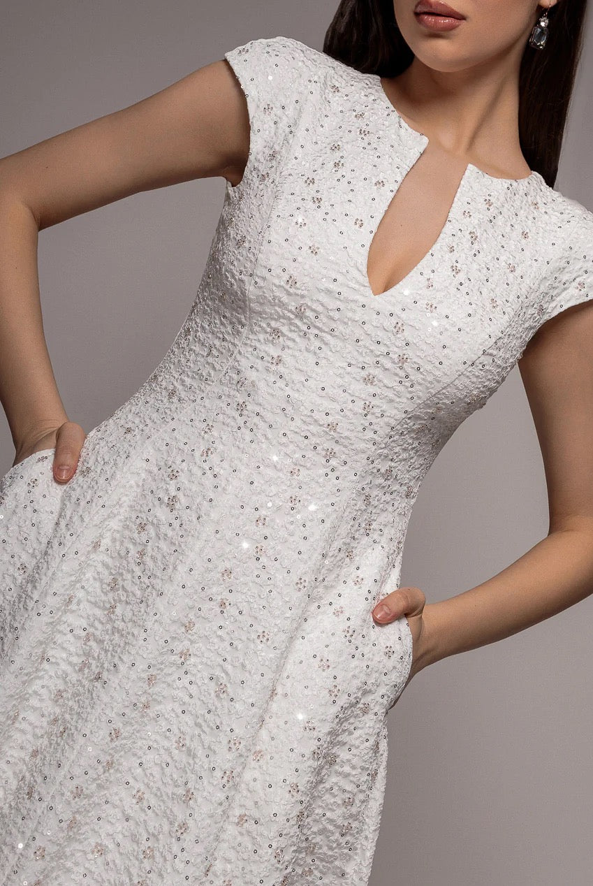 Embellished Ivory Luxe Midi Dress