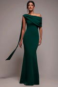 Emerald Drape One-Shoulder Gown