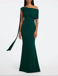 Emerald Drape One-Shoulder Gown