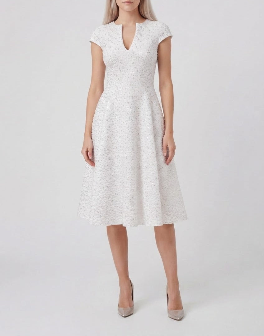 Embellished Ivory Luxe Midi Dress